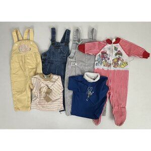 Vintage Children's Boys Girls Clothing Lot Overalls Pajamas Shirts 6pcs